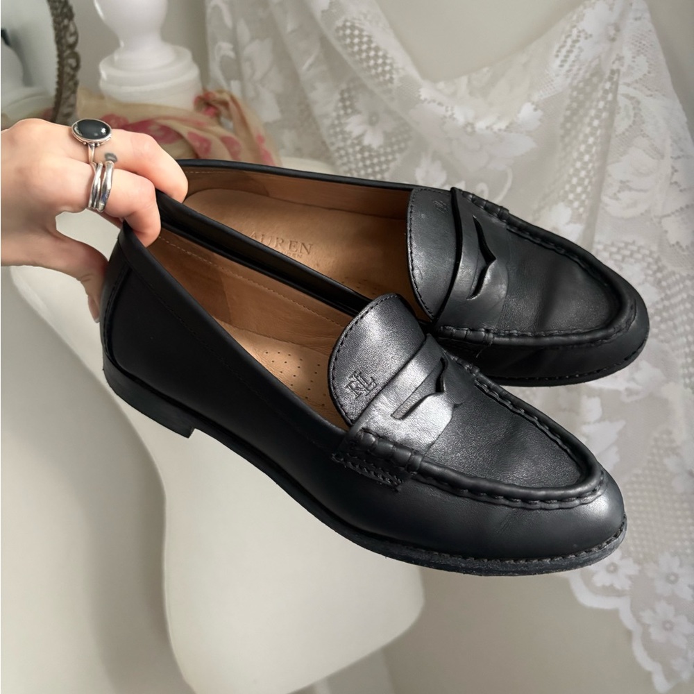 Lauren Ralph Lauren Wynnie Black Leather Loafers